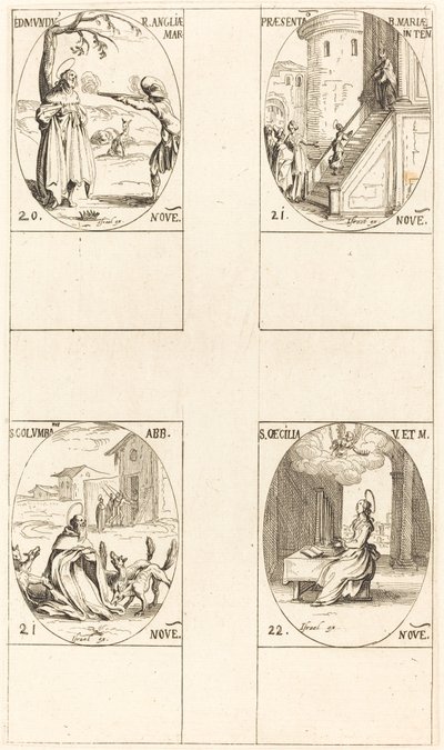 イングランド王エドマンド、殉教者、聖母の奉納、聖コロンバ、聖セシル 作： Jacques Callot