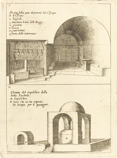 聖なる飼い葉桶とレイチェルの墓の立面図 作： Jacques Callot