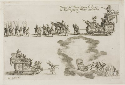 『結界での戦闘』よりファルスブール公モンセニョール、戦闘における防御者の入場 作： Jacques Callot