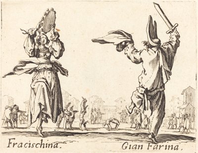 Fracischina と Gian Farina 作： Jacques Callot