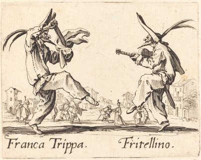 フランカ・トリッパとフリテリーノ、c。 1622年。 作： Jacques Callot
