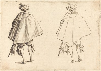 後ろから見た大きなマントを着た紳士、c。 1617年。 作： Jacques Callot