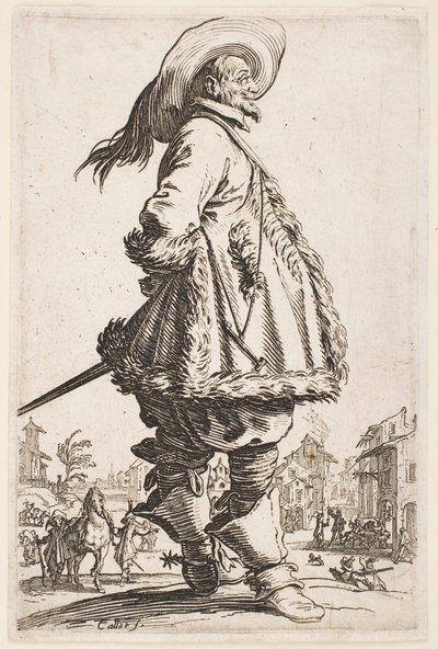 シリーズ「ロレーヌの貴族」より、毛皮で縁取られたコートの紳士 作： Jacques Callot