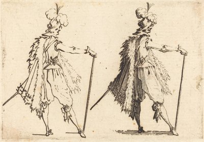 杖を持った紳士、c。 1617年。 作： Jacques Callot
