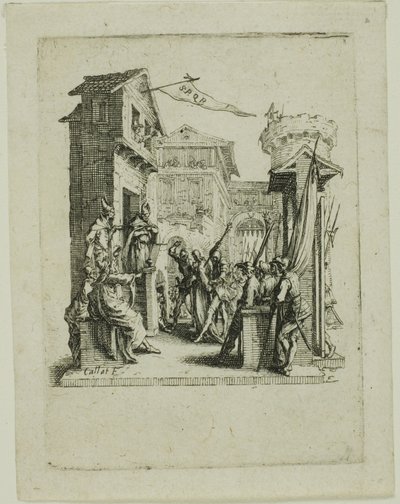 『小さな受難』より カヤファの前のイエス 作： Jacques Callot