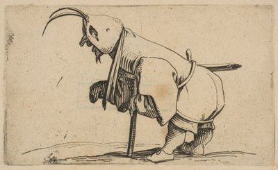 LEstropiéau Capuchon The Beggar Wearing a Hood、from Varie Figure Gobbi、suite appe ...、1616-22。 作： Jacques Callot
