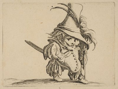 落ちてくる腹と非常に高い帽子を持つ男垂れる腹と...を持つ男1616-22。 作： Jacques Callot