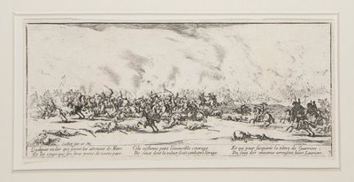 The Battle、シリーズ The Great Miseries of War のプレート 3 作： Jacques Callot