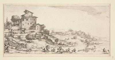 La chasse au cerf (荘園近くの鹿狩り)、『ジョヴァンニ・デ・メディチの風景』より 作： Jacques Callot
