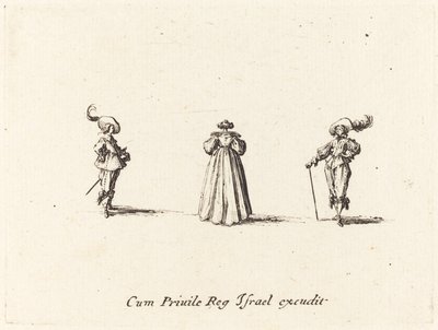 後ろから見た淑女と二人の紳士 作： Jacques Callot