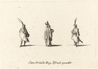 長いマントの女性と二人の紳士 作： Jacques Callot