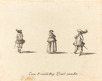 腕組みの淑女と二人の紳士 作： Jacques Callot