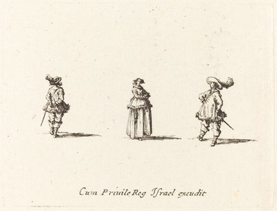 腕組みの淑女と二人の紳士 作： Jacques Callot