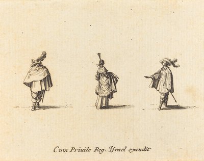 ドレスを纏った淑女と二人の紳士 作： Jacques Callot