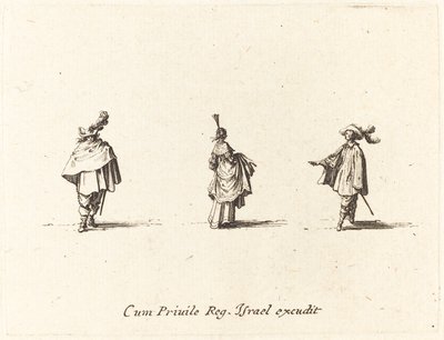 ドレスを纏った淑女と二人の紳士 作： Jacques Callot