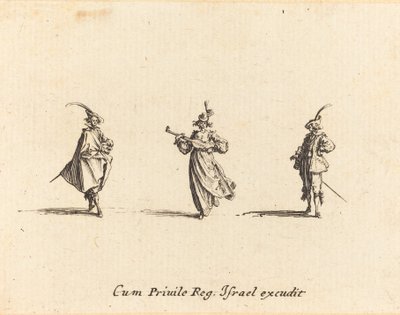 弦楽器の貴婦人と二人の紳士 作： Jacques Callot