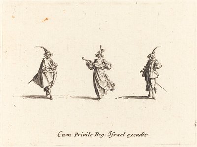 弦楽器の貴婦人と二人の紳士 作： Jacques Callot