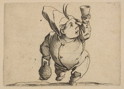 Le Beveur vu de Face正面から見た酒飲み、Varie Figure Gobbi、スーツ...、1616-22から。 作： Jacques Callot