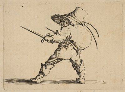 Le Dueliste aLépéeet au Poignard The Duelist with a Sword and Daggar、from Varie ...、1616-22。 作： Jacques Callot