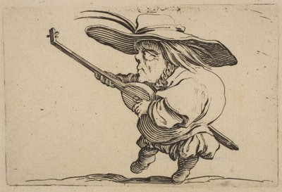 Le Joeuer de Luth Varie Figure Gobbiのリュート奏者、スイートはLes B ...、1616-22とも呼ばれます。 作： Jacques Callot