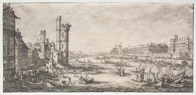 パリの2つの素晴らしい景色：ルーヴル美術館の眺め、1628-1630。 作： Jacques Callot