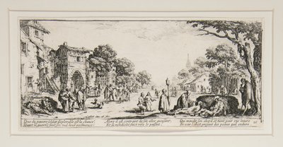 戦争の悲惨さ: N. 16 - 道端で死にゆく人々 作： Jacques Callot