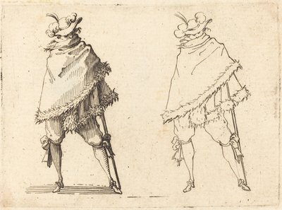 彼のマントに包まれた男、c。 1617年。 作： Jacques Callot
