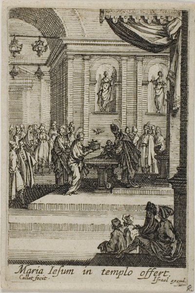 神殿でキリストを差し出すマリア（『聖母の生涯』より 作： Jacques Callot