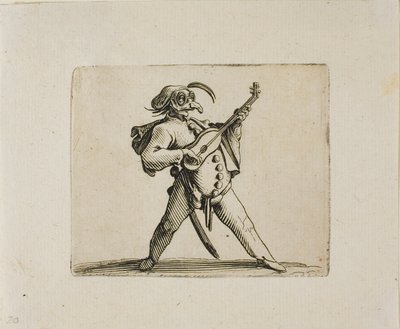 ヴァリエフィギュアゴブからギターを弾くマスクされたコメディアン 作： Jacques Callot