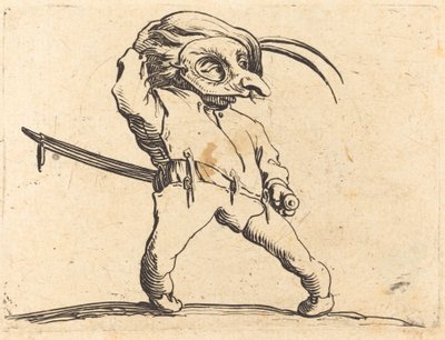 足がねじれた仮面の男、c。 1622年。 作： Jacques Callot