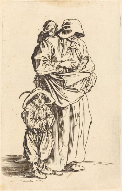 母と 3 人の子供 作： Jacques Callot