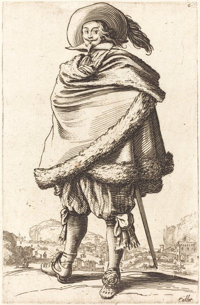 毛皮で飾られたマントに包まれた貴族 作： Jacques Callot