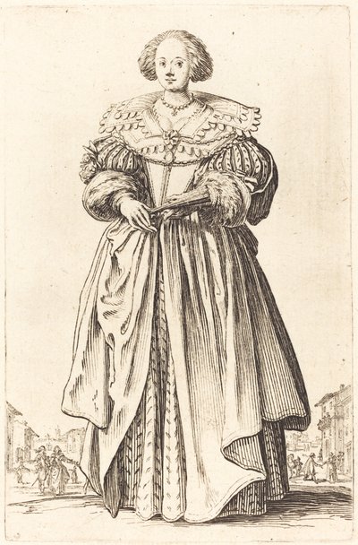 扇子を持つ貴婦人 作： Jacques Callot