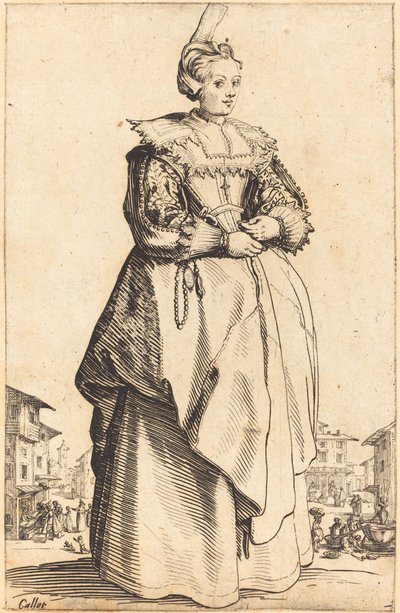 小さな帽子の貴婦人 作： Jacques Callot