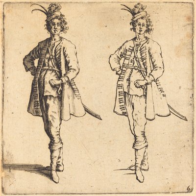 将校、正面図、1617年と1621年。 作： Jacques Callot