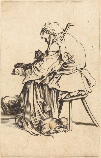 猫と老婆 作： Jacques Callot