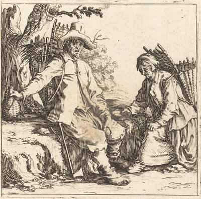 休憩中の農民夫婦 作： Jacques Callot