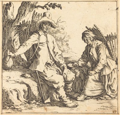 休息する農民のカップル、1621年頃 作： Jacques Callot