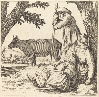 農民夫婦と牛 作： Jacques Callot