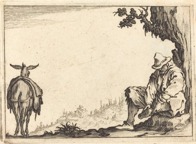 靴を脱ぐ農夫 作： Jacques Callot