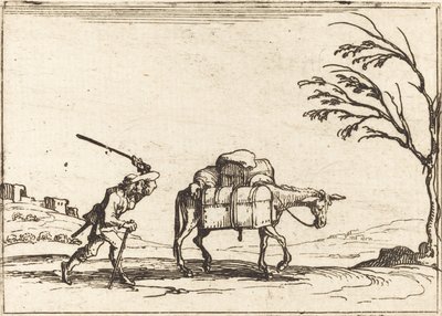 ロバを鞭で打つ農民 作： Jacques Callot