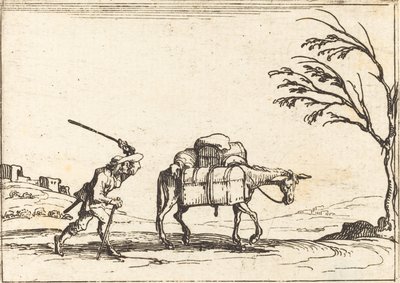 ロバを鞭で打つ農民 作： Jacques Callot