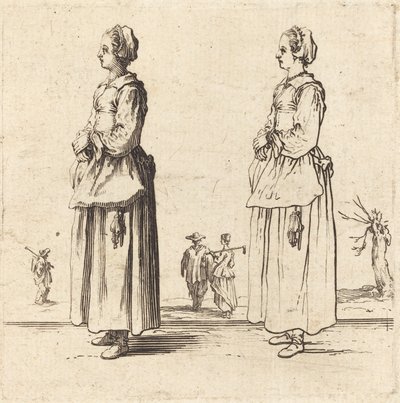 農民の女性、横顔、左向き 作： Jacques Callot