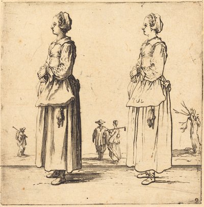 農民の女性、横顔、左向き 作： Jacques Callot