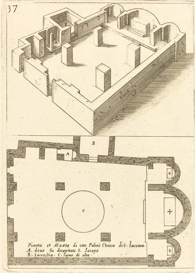 S. イアコマ教会の平面図と立面図 作： Jacques Callot