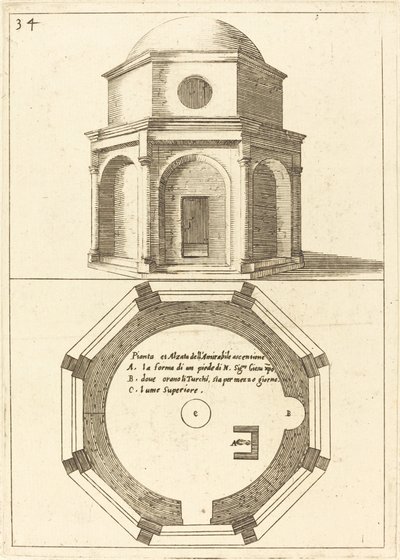 昇天教会の平面図と立面図 作： Jacques Callot