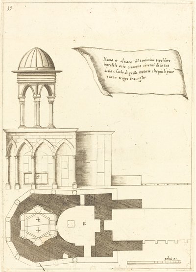 聖墳墓教会の平面図と立面図 作： Jacques Callot