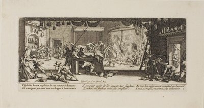 大きな農家を略奪する（『戦争の悲惨さ』より5枚目 作： Jacques Callot