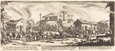 村の略奪と焼き討ち、c。 1633年。 作： Jacques Callot