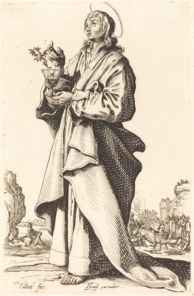 1631年に出版された伝道者聖ヨハネ。 作： Jacques Callot
